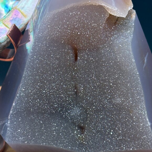 Sugar Druzy Agate Diamond Power Point Tower Geode Crystal - Picture 8 of 8